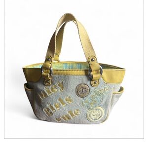 Juicy Couture Juicy Girls Rule Yellow and Light Green Y2K Tote Bag